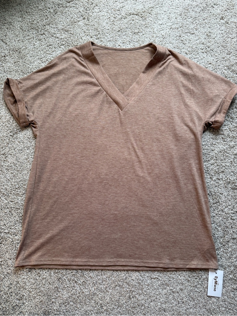 Muse Relaxed V-Neck Short Sleeve Tee in Taupe